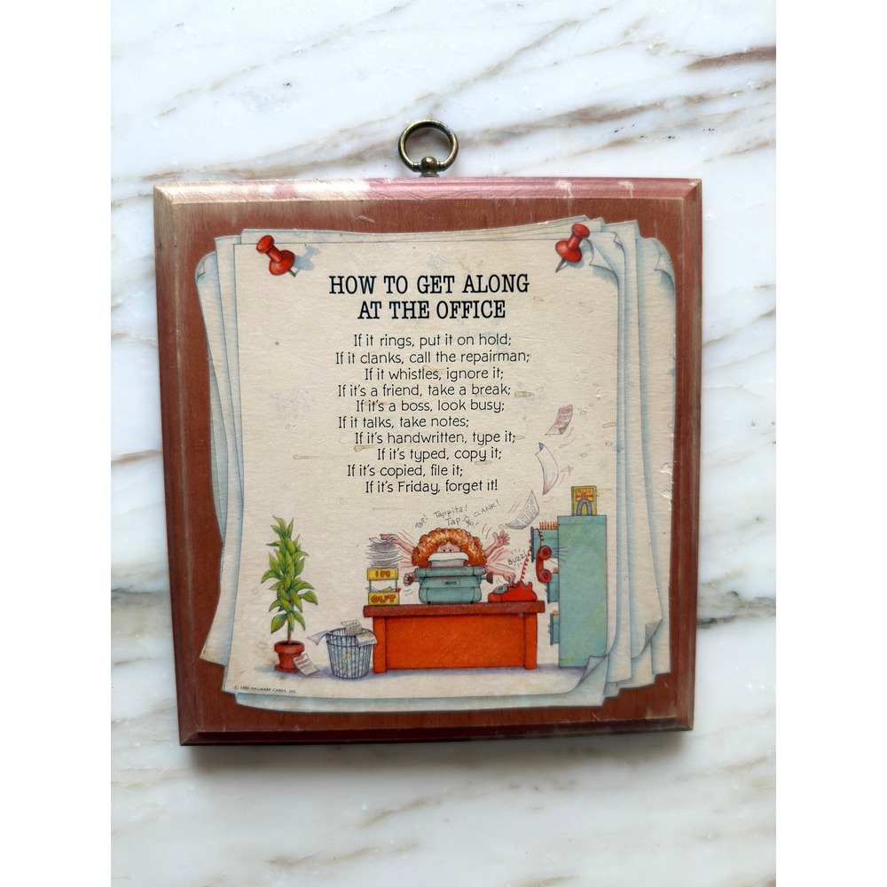 Vintage 1980 Hallmark Maxine How to Get Along at the Office Wood Plaque